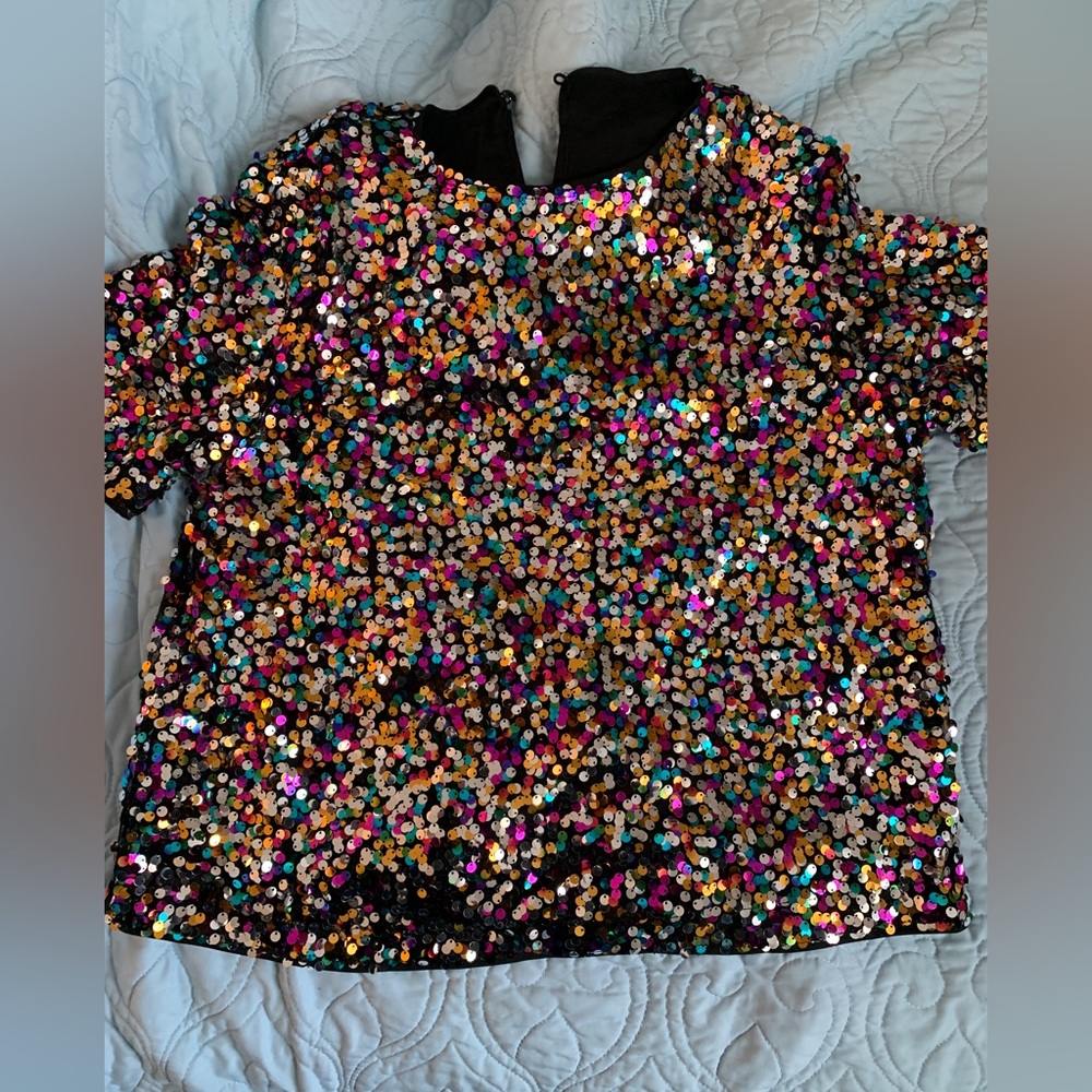 EUC SHEIN BAE Keyhole Back Sequin Top